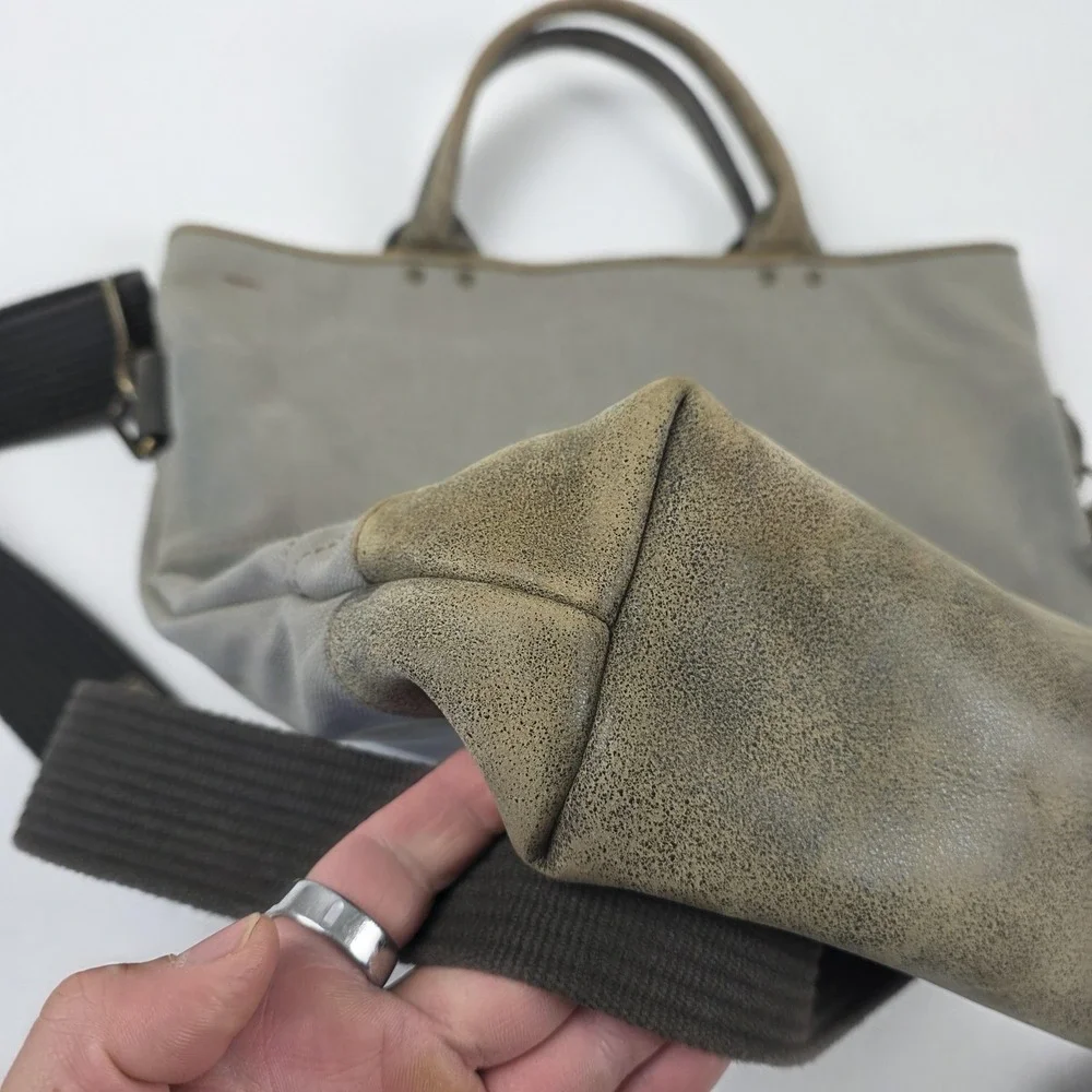 Timbuk2 Tote Bag Mens Large Gray Canvas Faux Leather Crossbody Shoulder Laptop